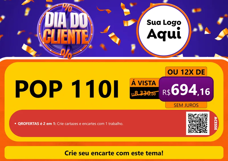 Modelo de Cartaz para Cartaz A4 Horizontal com o tema Dia do Cliente para Concessionaria de Motos