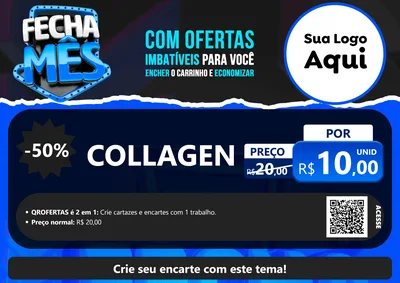 Modelo de Cartaz para Cartaz A4 Horizontal com o tema Fecha Mês para Suplementos alimentares
