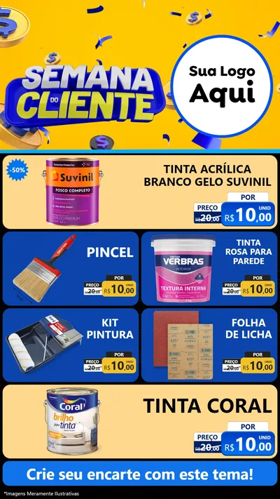 Modelo de TV para TV Vertical com o tema Semana do Cliente para Tintas e Ferramentas