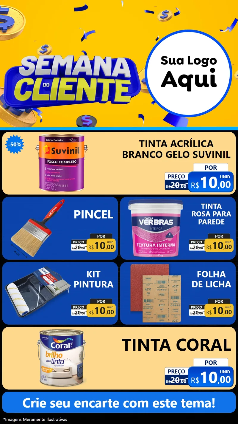 Modelo de TV para TV Vertical com o tema Semana do Cliente para Tintas e Ferramentas