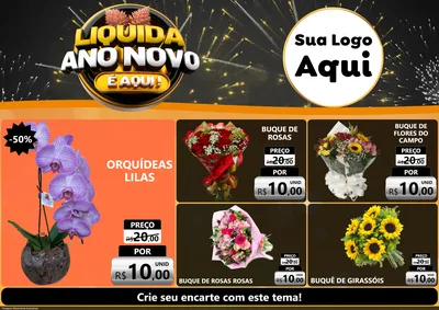 Modelo de Encarte para Encarte A4 Horizontal com o tema Liquida Ano Novo É Aqui! para Floricultura e jardim