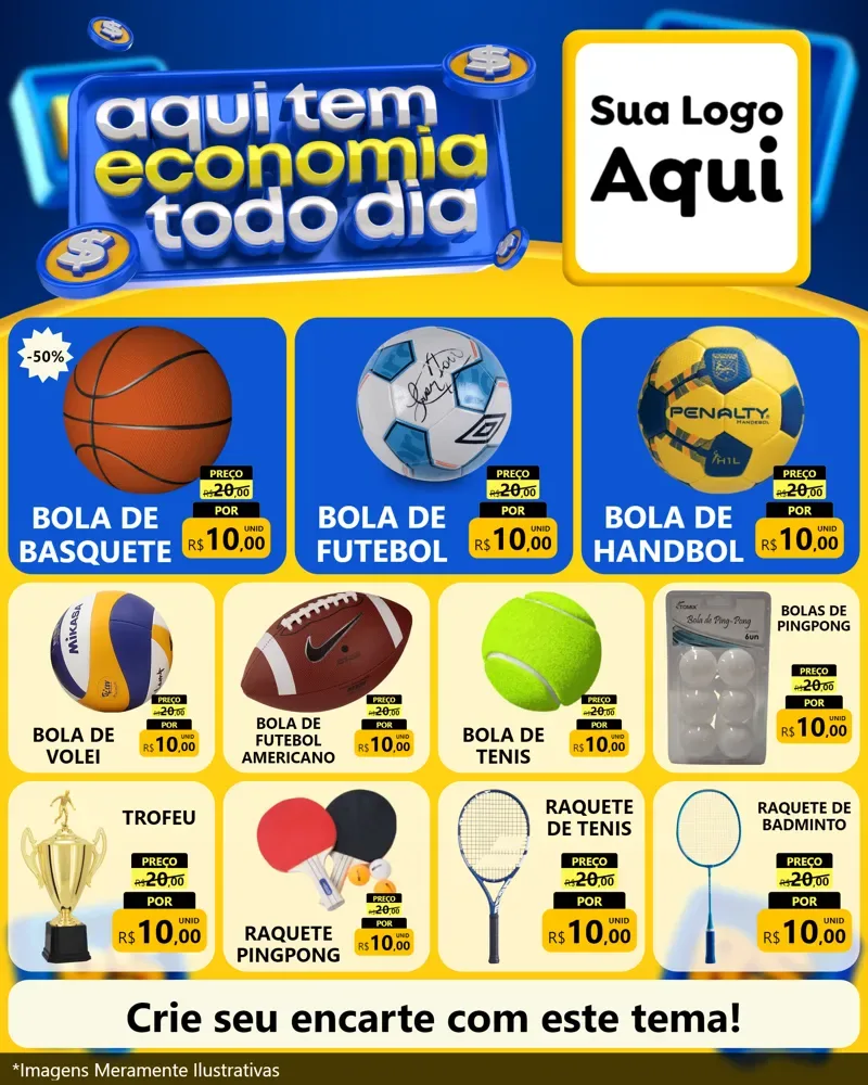 Modelo de Rede Social para Feed Instagram com o tema Aqui Tem Economia Todo Dia para Artigos Esportivos