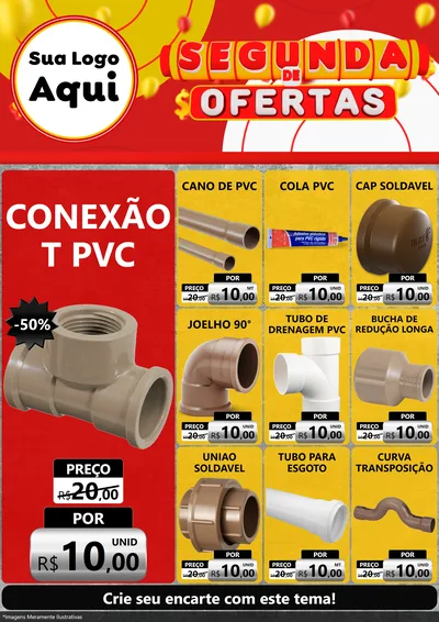 Modelo de Encarte para Encarte A4 Vertical com o tema Segunda de Ofertas para Tubos e conexões