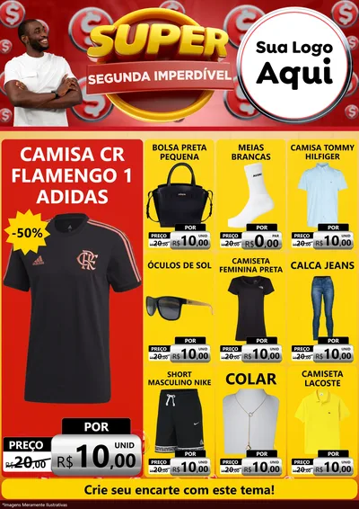Modelo de Encarte para Encarte A4 Vertical com o tema Super Segunda Imperdível para Roupas e acessórios