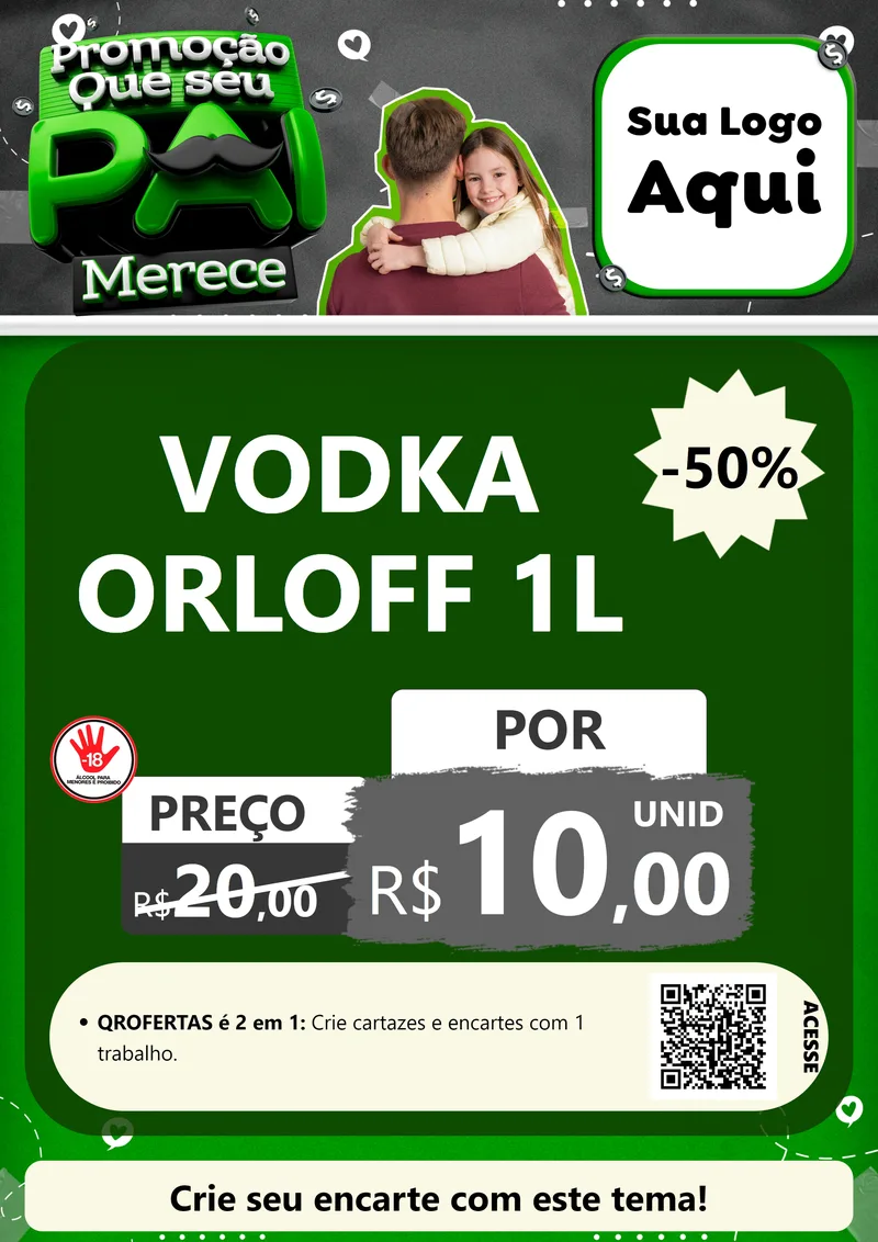 Modelo de Cartaz para Cartaz A4 Vertical com o tema Promoção Que seu Pai Merece para Distribuidora de bebidas