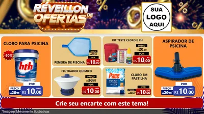 Modelo de TV para TV Horizontal com o tema Réveillon de Ofertas para Produtos para Piscina