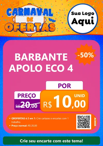 Modelo de Cartaz para Cartaz A4 Vertical com o tema Carnaval de Ofertas para Armarinho e Aviamentos