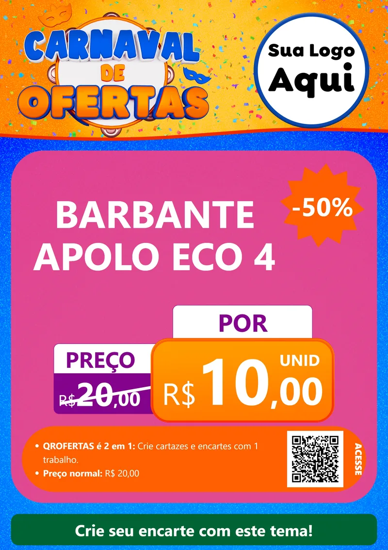 Modelo de Cartaz para Cartaz A4 Vertical com o tema Carnaval de Ofertas para Armarinho e Aviamentos