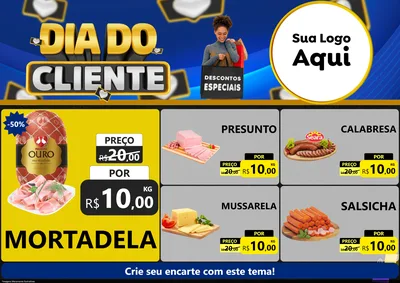 Modelo de Encarte para Encarte A4 Horizontal com o tema Dia Do Cliente para Frios e Laticínios