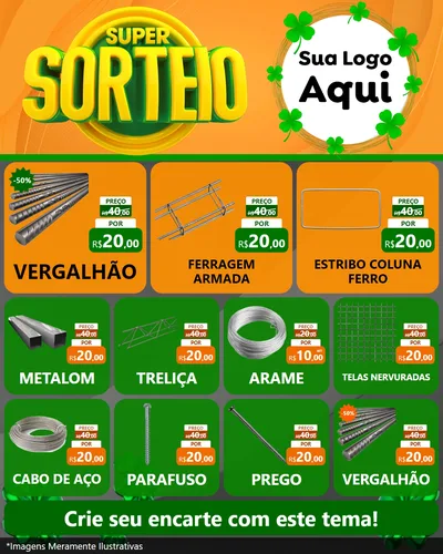 Modelo de Rede Social para Feed Instagram com o tema Super Sorteio para Ferragens