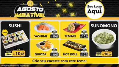 Modelo de TV para TV Horizontal com o tema Agosto Imbatível para Comida japonesa