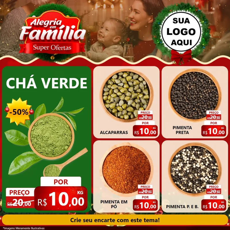 Modelo de Rede Social para Feed Facebook com o tema Alegria Em Família - Super Ofertas para Produtos Naturais