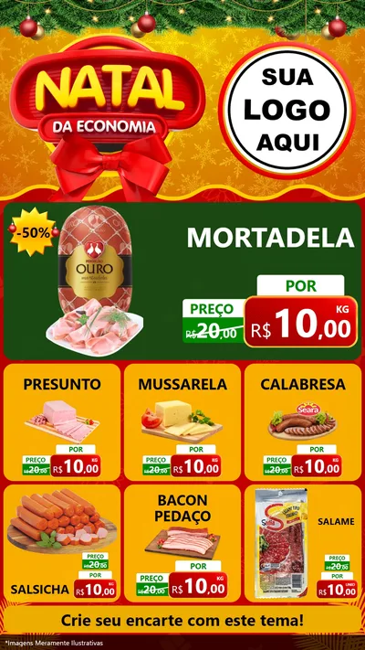 Modelo de Rede Social para Stories com o tema Natal da Economia para Frios e Laticínios