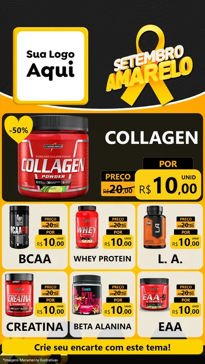 Modelo de Rede Social para Stories com o tema Setembro Amarelo para Suplementos alimentares