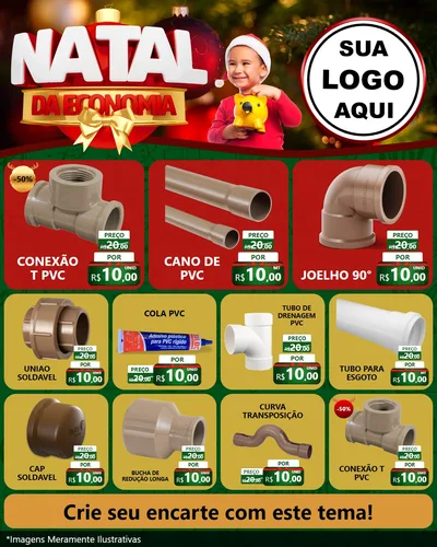 Modelo de Rede Social para Feed Instagram com o tema Natal da Economia para Tubos e conexões