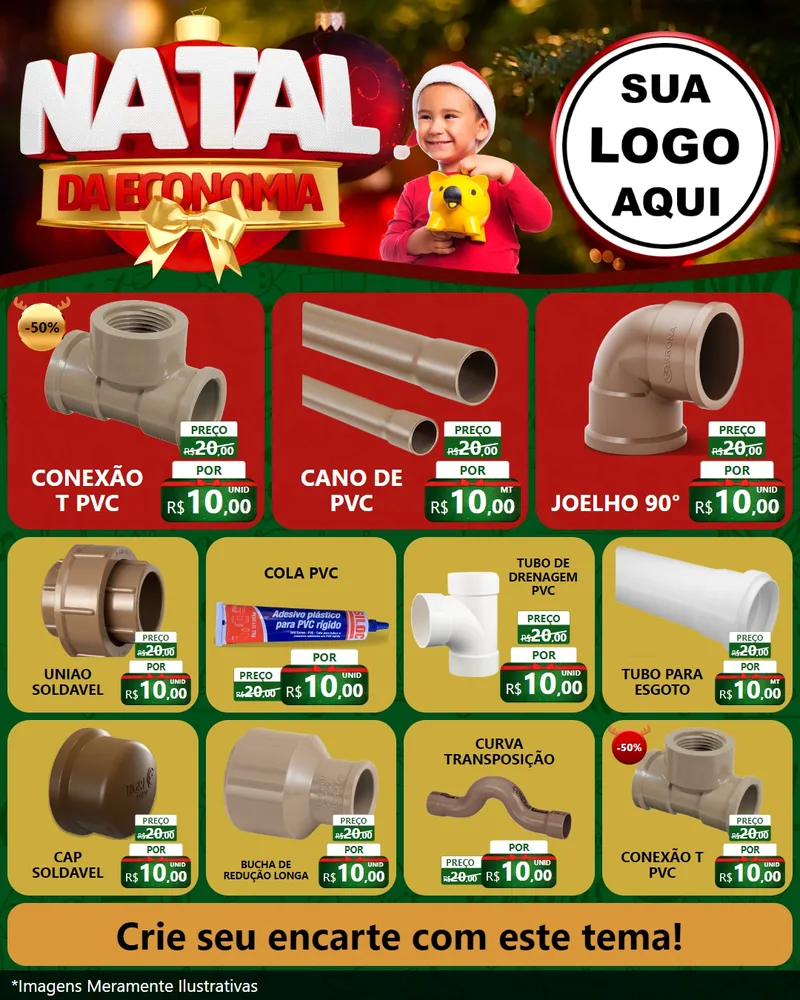 Modelo de Rede Social para Feed Instagram com o tema Natal da Economia para Tubos e conexões