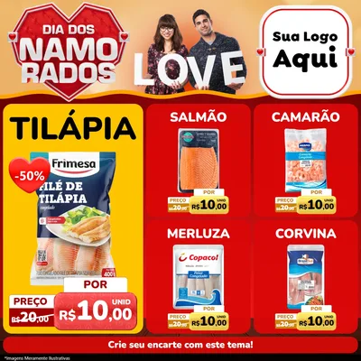 Modelo de Rede Social para Feed Facebook com o tema Dia dos Namorados para Peixaria