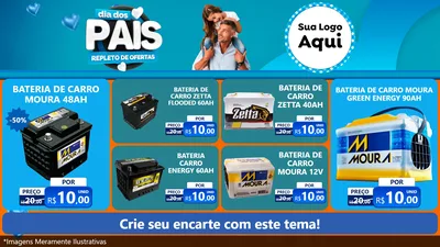 Modelo de TV para TV Horizontal com o tema Dia Dos Pais Repleto de Ofertas para Baterias Elétricas