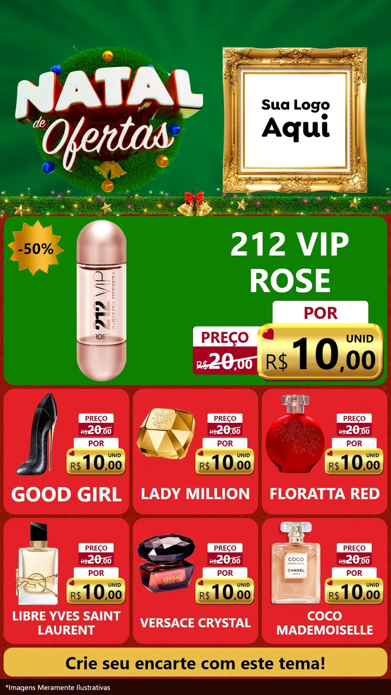 Modelo de Rede Social para Stories com o tema Natal de Ofertas para Perfumes