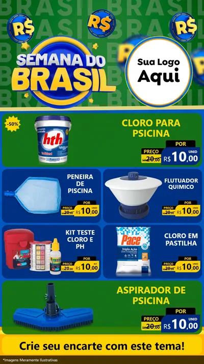 Modelo de TV para TV Vertical com o tema Semana Do Brasil para Produtos para Piscina