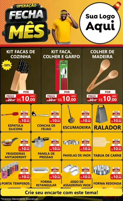 Modelo de Encarte para Encarte Grande com o tema Operação Fecha Mês para Utilidades Domésticas