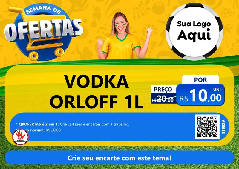 Modelo de Cartaz para Cartaz A4 Horizontal com o tema Semana de Ofertas - Copa para Distribuidora de bebidas