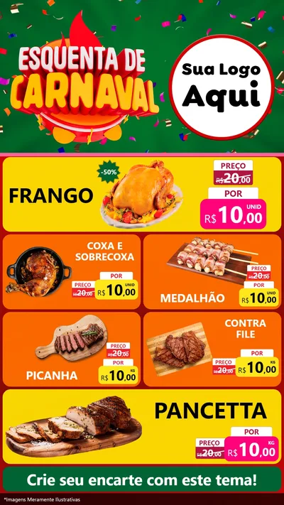 Modelo de TV para TV Vertical com o tema Esquenta de Carnaval para Assados
