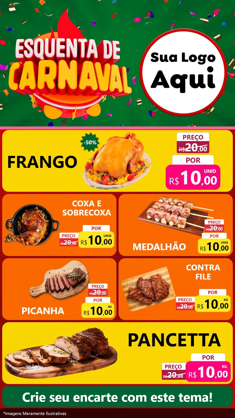 Modelo de TV para TV Vertical com o tema Esquenta de Carnaval para Assados