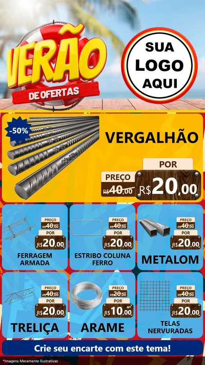 Modelo de Rede Social para Stories com o tema Verão de Ofertas para Ferragens