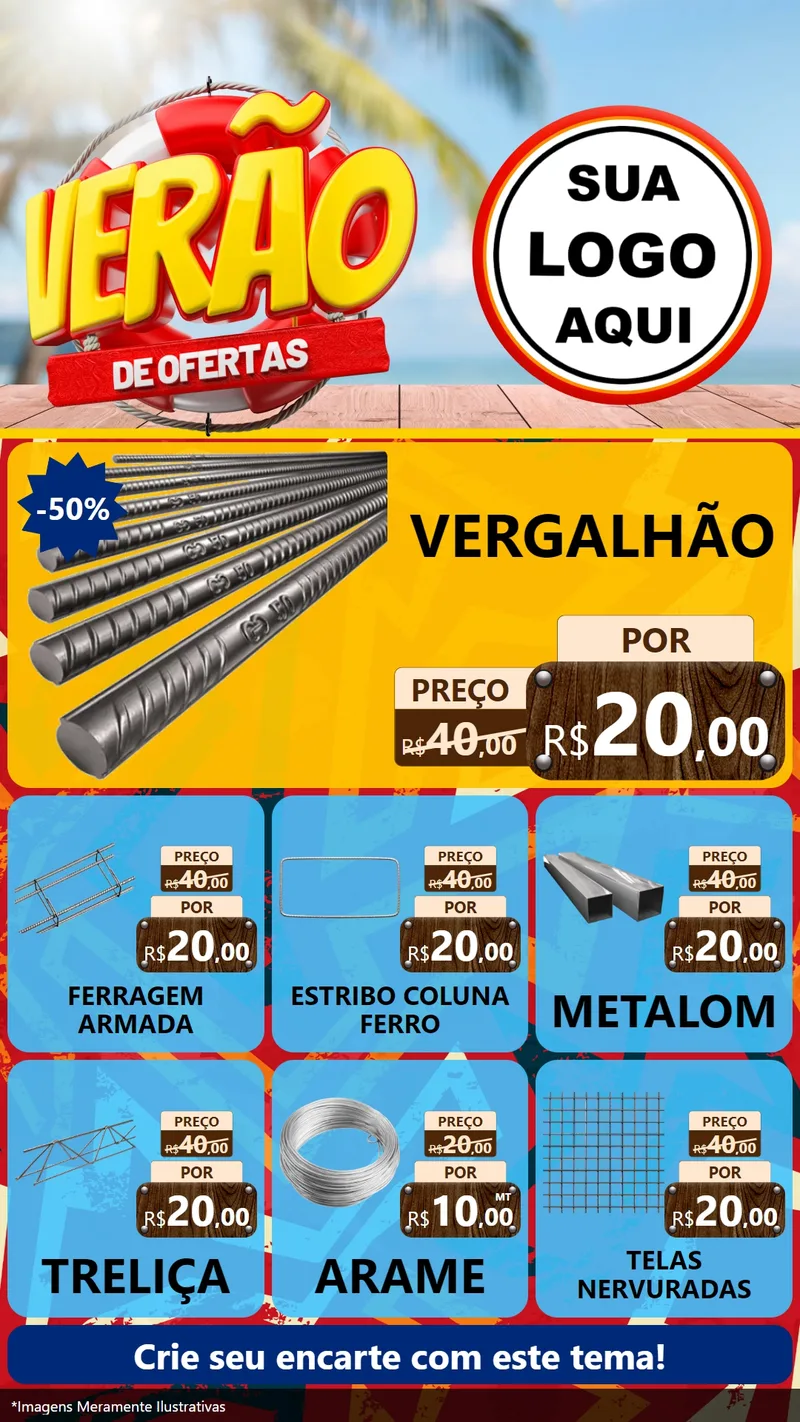 Modelo de Rede Social para Stories com o tema Verão de Ofertas para Ferragens