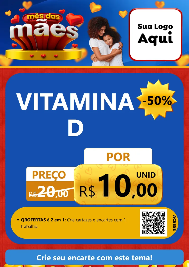 Modelo de Cartaz para Cartaz A4 Vertical com o tema Mês das Mães para Farmácia