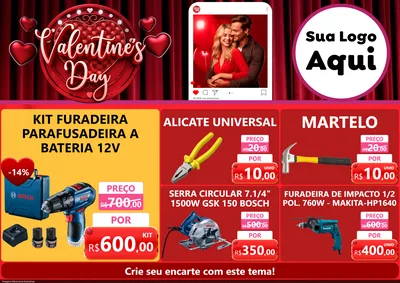 Modelo de Encarte para Encarte A4 Horizontal com o tema Valentine's Day para Maquinas e Ferramentas