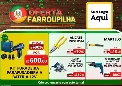 Modelo de Encarte para Encarte A4 Horizontal com o tema Oferta Farroupilha para Maquinas e Ferramentas