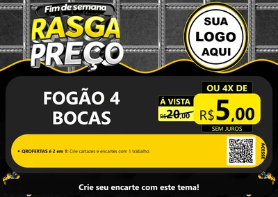 Modelo de Cartaz para Cartaz A4 Horizontal com o tema Fim de Semana Rasga Preço para Móveis e Eletro