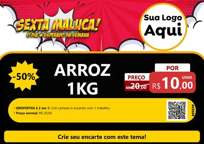 Modelo de Cartaz para Cartaz A4 Horizontal com o tema Sexta Maluca! para Supermercado