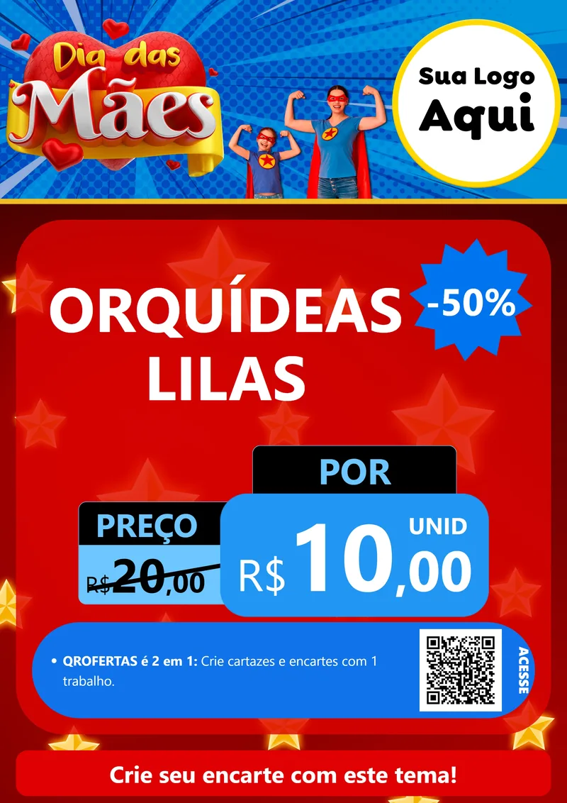 Modelo de Cartaz para Cartaz A4 Vertical com o tema Dia das Mães para Floricultura e jardim