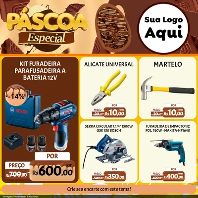 Modelo de Rede Social para Feed Facebook com o tema Páscoa Especial para Maquinas e Ferramentas