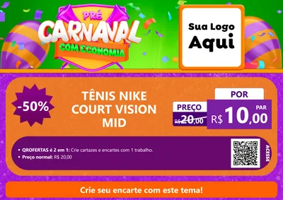Modelo de Cartaz para Cartaz A4 Horizontal com o tema Pré-Carnaval Com Economia para Calçados