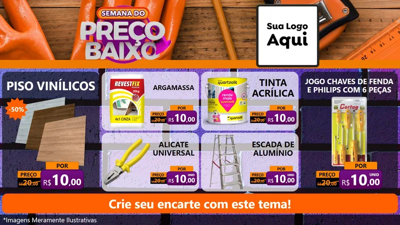Modelo de TV para TV Horizontal com o tema Semana do Preço Baixo - Construção para Material para Construção