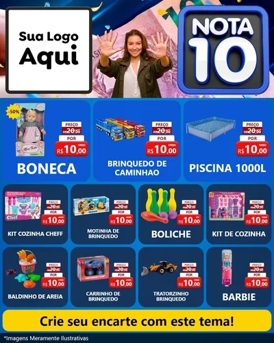 Modelo de Rede Social para Feed Instagram com o tema Nota 10 para Brinquedos