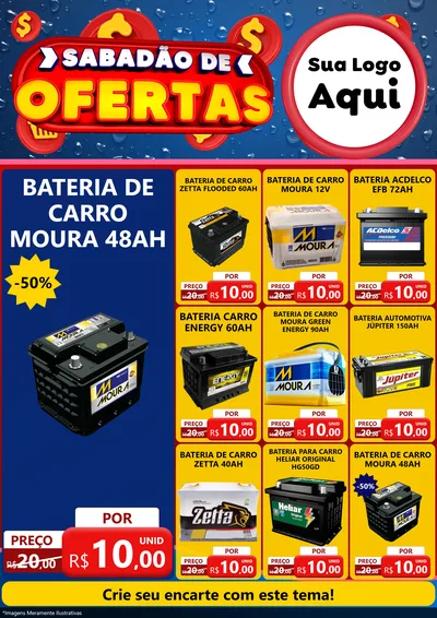 Modelo de Encarte para Encarte A4 Vertical com o tema Sabadão de Ofertas para Baterias Elétricas