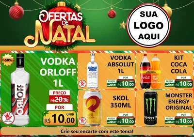 Modelo de Encarte para Encarte A4 Horizontal com o tema Ofertas de Natal para Distribuidora de bebidas