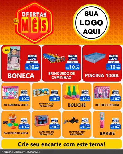 Modelo de Rede Social para Feed Instagram com o tema Ofertas do Mês para Brinquedos