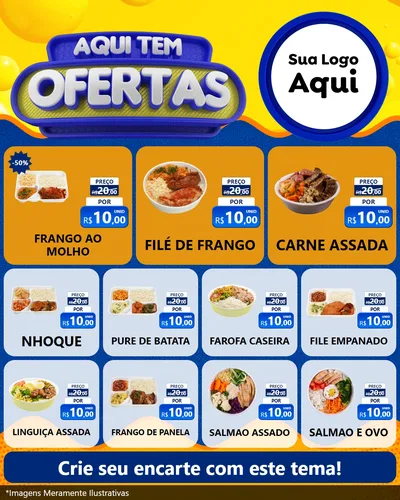 Modelo de Rede Social para Feed Instagram com o tema Aqui Tem Ofertas para Restaurante