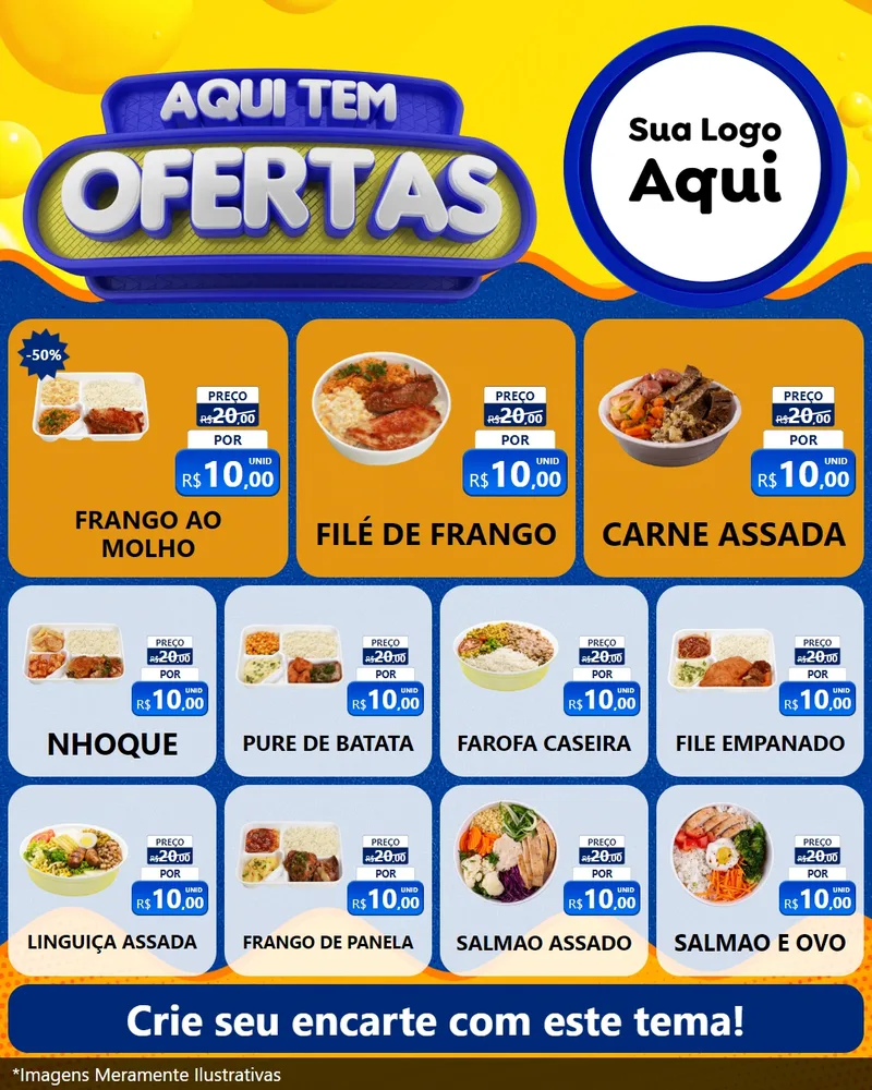 Modelo de Rede Social para Feed Instagram com o tema Aqui Tem Ofertas para Restaurante