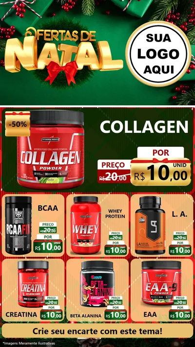 Modelo de Rede Social para Stories com o tema Ofertas de Natal para Suplementos alimentares