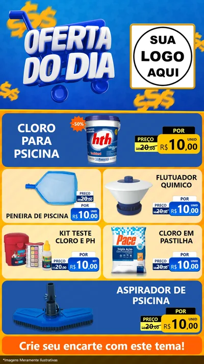 Modelo de TV para TV Vertical com o tema Oferta do Dia para Produtos para Piscina