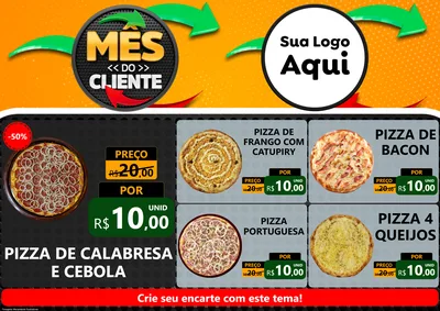 Modelo de Encarte para Encarte A4 Horizontal com o tema Mês do Cliente para Pizzaria