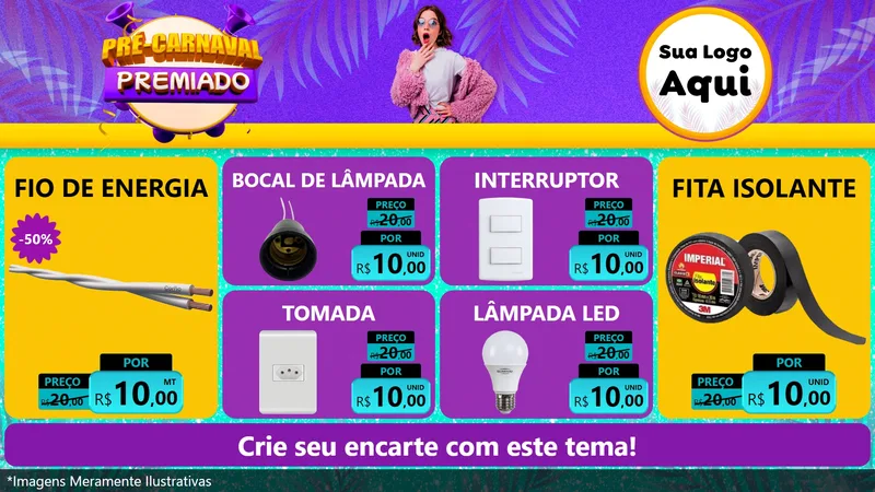 Modelo de TV para TV Horizontal com o tema Pré-Carnaval Premiado para Materiais Elétricos