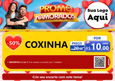 Modelo de Cartaz para Cartaz A4 Horizontal com o tema Promo dos Namorados para Salgadaria